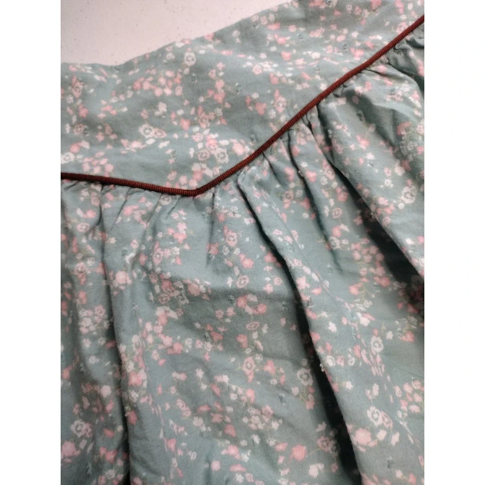 Cat & Jack Girls XS 4/5 Blue Floral Bubble Skirt Adjustable Waist Cotton‎ Lined